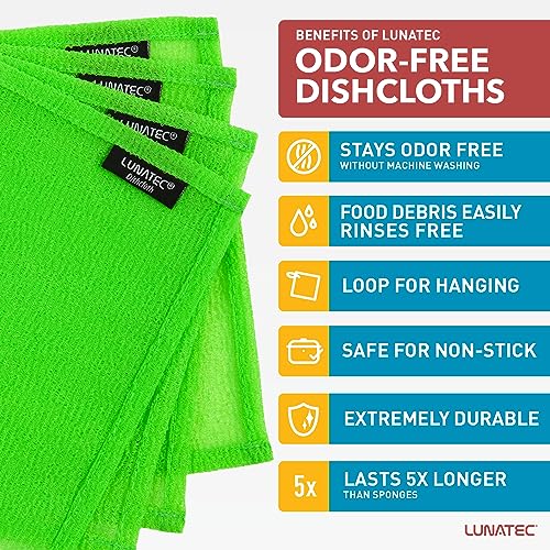 LUNATEC® Odor-Free Kitchen Dishcloths. A Scrubber and scouring pad for All Surfaces. Safe for Non-Stick. (4-Pack) - Image 2