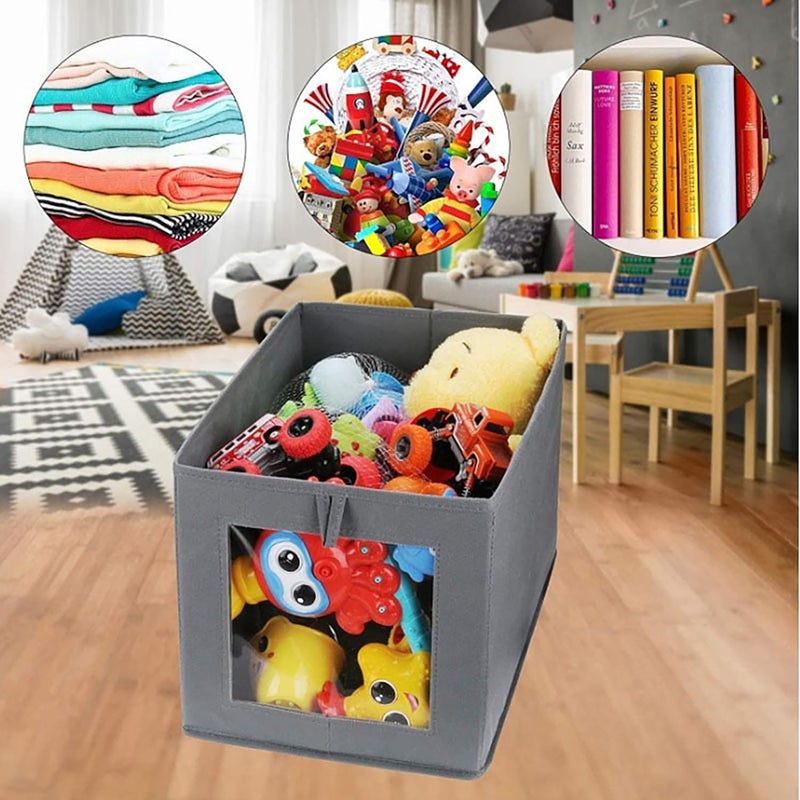 MosQuick 2 pcs Washable Premium cloth organizer for wardrobe Foldable Visible Wardrobe Organizer for Clothes Cloth Storage Box almirah organizer for clothes storage box for clothes 2 pcs grey - Image 4