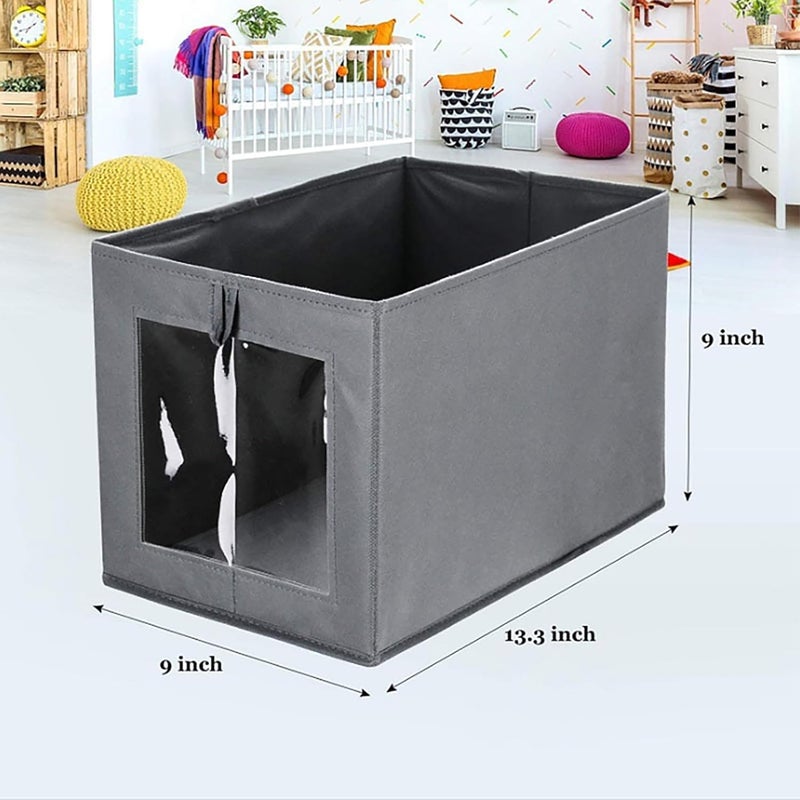 MosQuick 2 pcs Washable Premium cloth organizer for wardrobe Foldable Visible Wardrobe Organizer for Clothes Cloth Storage Box almirah organizer for clothes storage box for clothes 2 pcs grey - Image 3