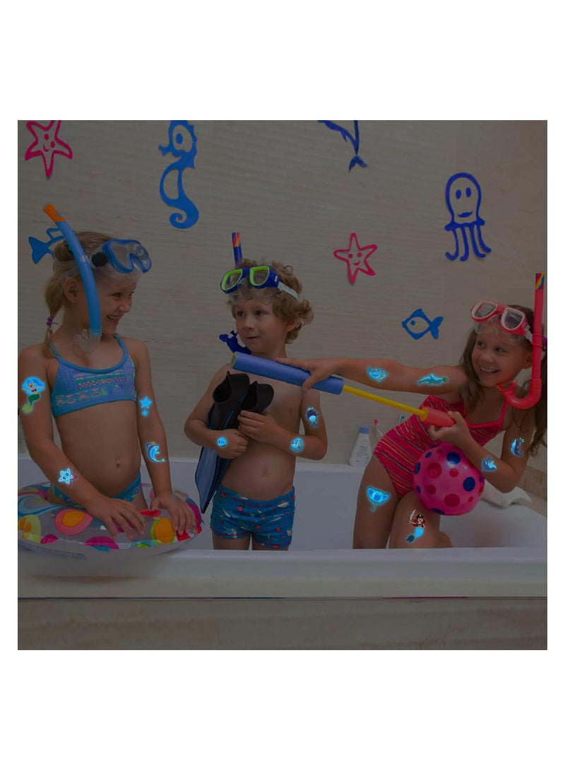 SYOSI Luminous Under Sea Temporary Tattoos Glow Ocean Beach Pool Birthday Party Decorations Supplies Favors Fake Tattoo Stickers for Kids Gifts 170 Styles 12 Sheets - Image 2