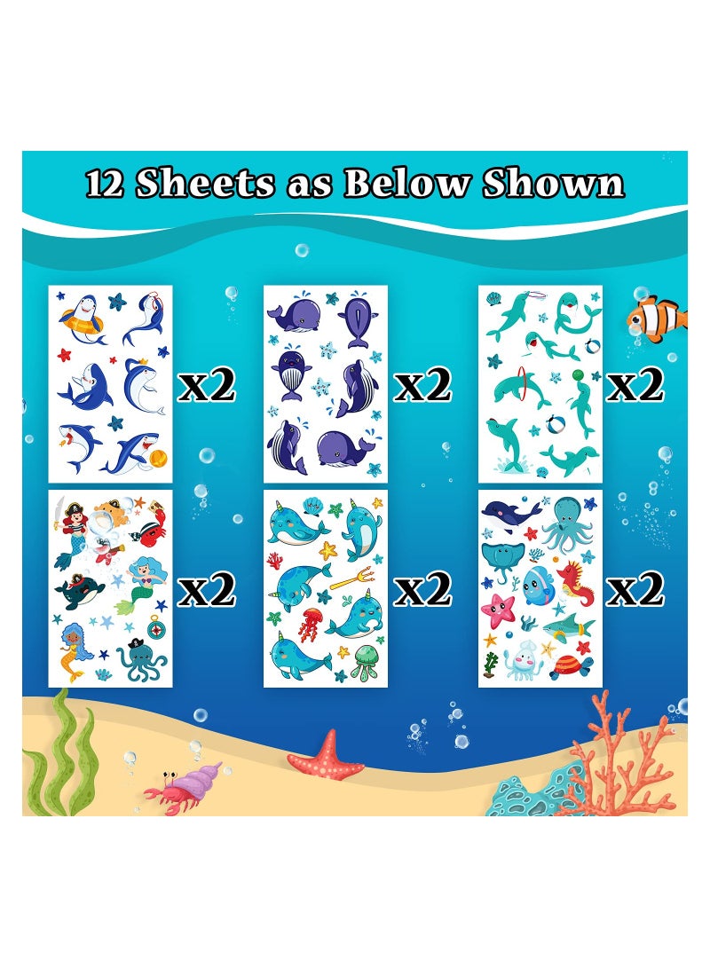 SYOSI Luminous Under Sea Temporary Tattoos Glow Ocean Beach Pool Birthday Party Decorations Supplies Favors Fake Tattoo Stickers for Kids Gifts 170 Styles 12 Sheets - Image 5