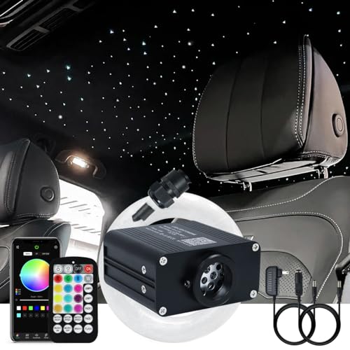 AKEPO 16W Small Size RGBW Twinkle Fiber Optic Lights kit, 200pcs 0.03in 9.8ft/3m Optical Fiber + APP Control+ Music Activated Starlight Headliner Kit for Car/Star Ceiling Light for Home - Image 1