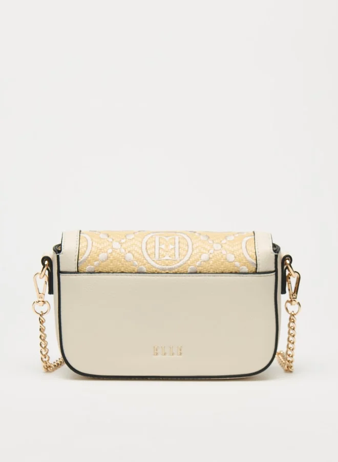ELLE Women Monogram Detail Crossbody Bag with Detachable Chain Strap
