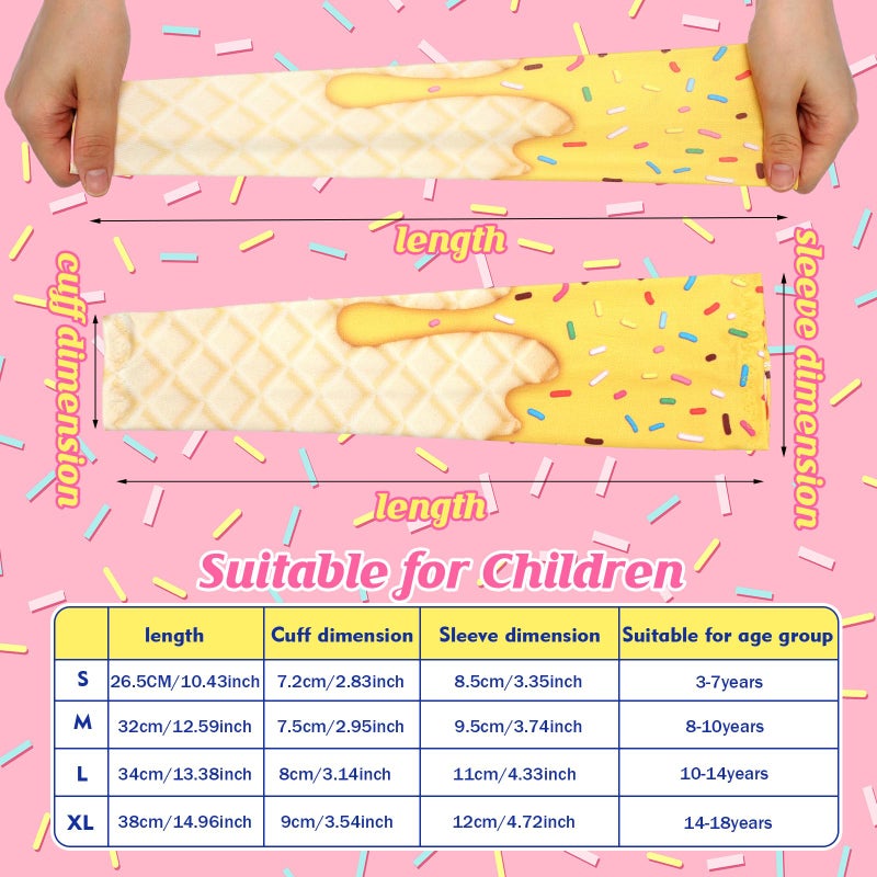 JaGely 16 Pairs Ice Cream Arm Sleeves for Kids UV Sun Protection Football Basketball Baseball Compression Long Sleeves Youth(Pastel Ice Cream,4-8 Years) - Image 3
