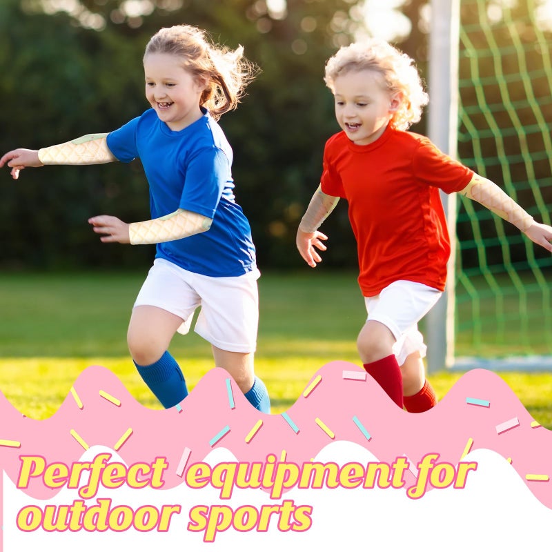 JaGely 16 Pairs Ice Cream Arm Sleeves for Kids UV Sun Protection Football Basketball Baseball Compression Long Sleeves Youth(Pastel Ice Cream,4-8 Years) - Image 5