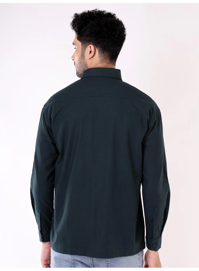 Beyoung Oversized Shacket for Men (X-Large, Blue)