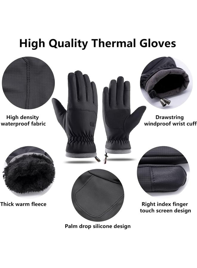 قفازات الشتاء، ثلاث طبقات مقاومة للماء وقفازات دافئة مقاومة للرياح، قفازات شاشة اللمس، قفازات الثلج الدافئة للرجال النساء تشغيل ركوب الدراجات التزلج على الجليد - Image 2