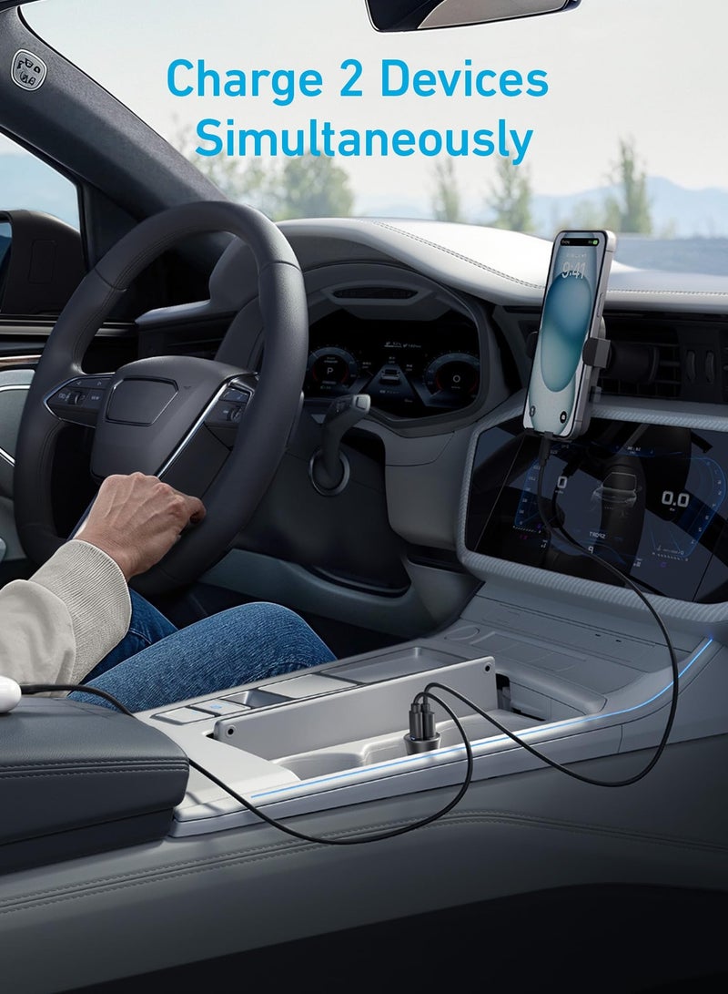 Service Zone Anker USB-C Car Charger, 30W 2-Port Type-C Car Adapter, iPhone Car Charger with PowerIQ 3.0, for iPhone 15/14/13/12 Series, Samsung Galaxy S23/S22/S21 Series, iPad Pro, AirPods, and More Black - Image 4
