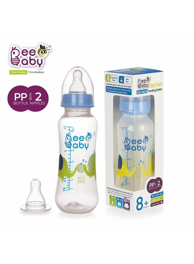 Beebaby Easystart Slim Neck Baby Feeding Bottle With 4 Anticolic Gentle Touch Silicone Nipples For New Born Infant Babies 100% Bpa Free. (250 Ml Blue 1) - Image 3