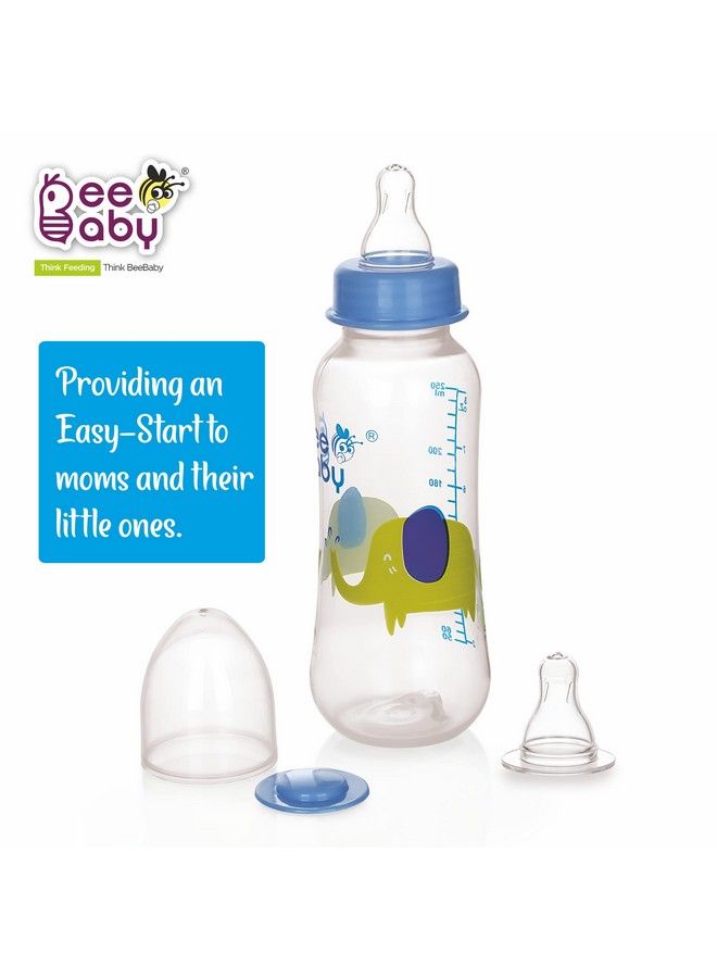 Beebaby Easystart Slim Neck Baby Feeding Bottle With 4 Anticolic Gentle Touch Silicone Nipples For New Born Infant Babies 100% Bpa Free. (250 Ml Blue 1) - Image 4