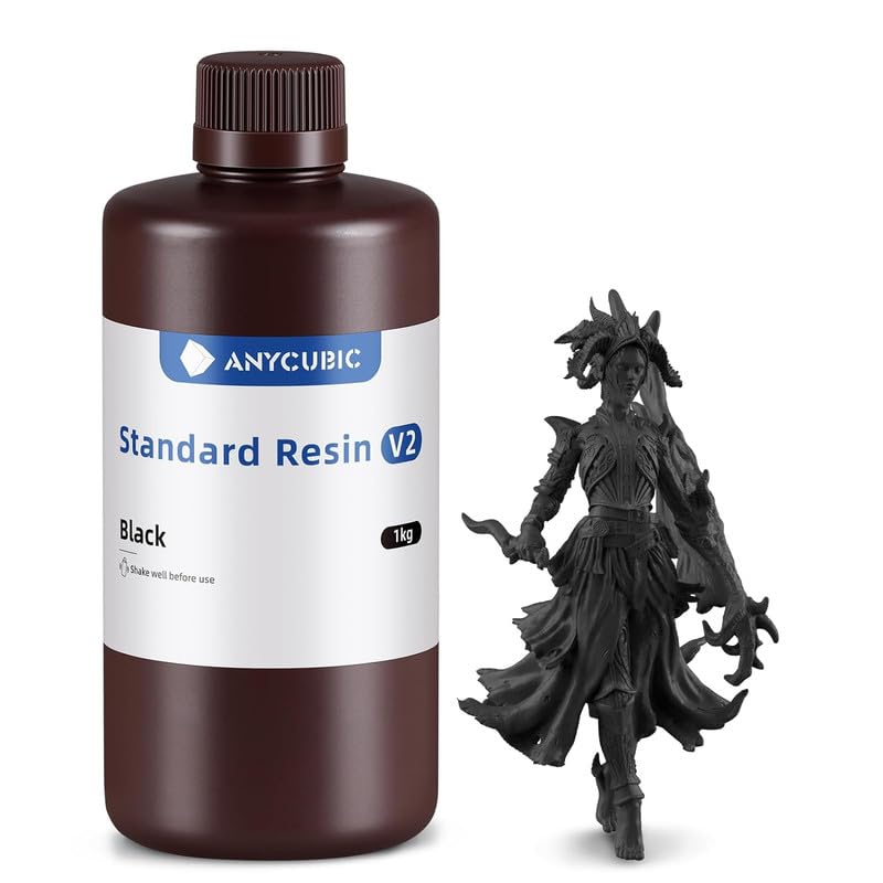 3idea 3D Printer Resin, Upgraded 8K Standard Resin V2, Enhanced Toughness and Strength, Lower-Odor, High Precision 3D Printing Resin for All LCD Resin 3D Printers (Black, 1kg) - Image 1