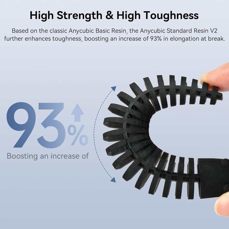 3idea 3D Printer Resin, Upgraded 8K Standard Resin V2, Enhanced Toughness and Strength, Lower-Odor, High Precision 3D Printing Resin for All LCD Resin 3D Printers (Black, 1kg) - Image 2