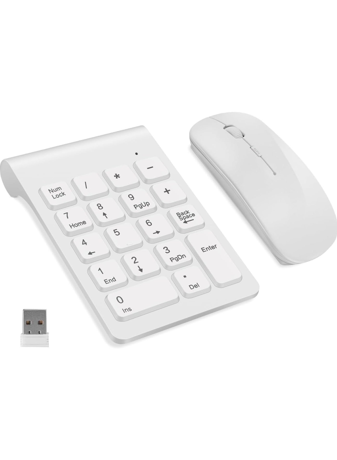 Rock Pow Wireless Numeric Keypad, Mini 2.4G 18 Keys Number Pad, Portable Silent Financial Accounting Numeric Keypad Keyboard Extensions with Wireless Mouse for Laptop, PC, Desktop, Notebook.