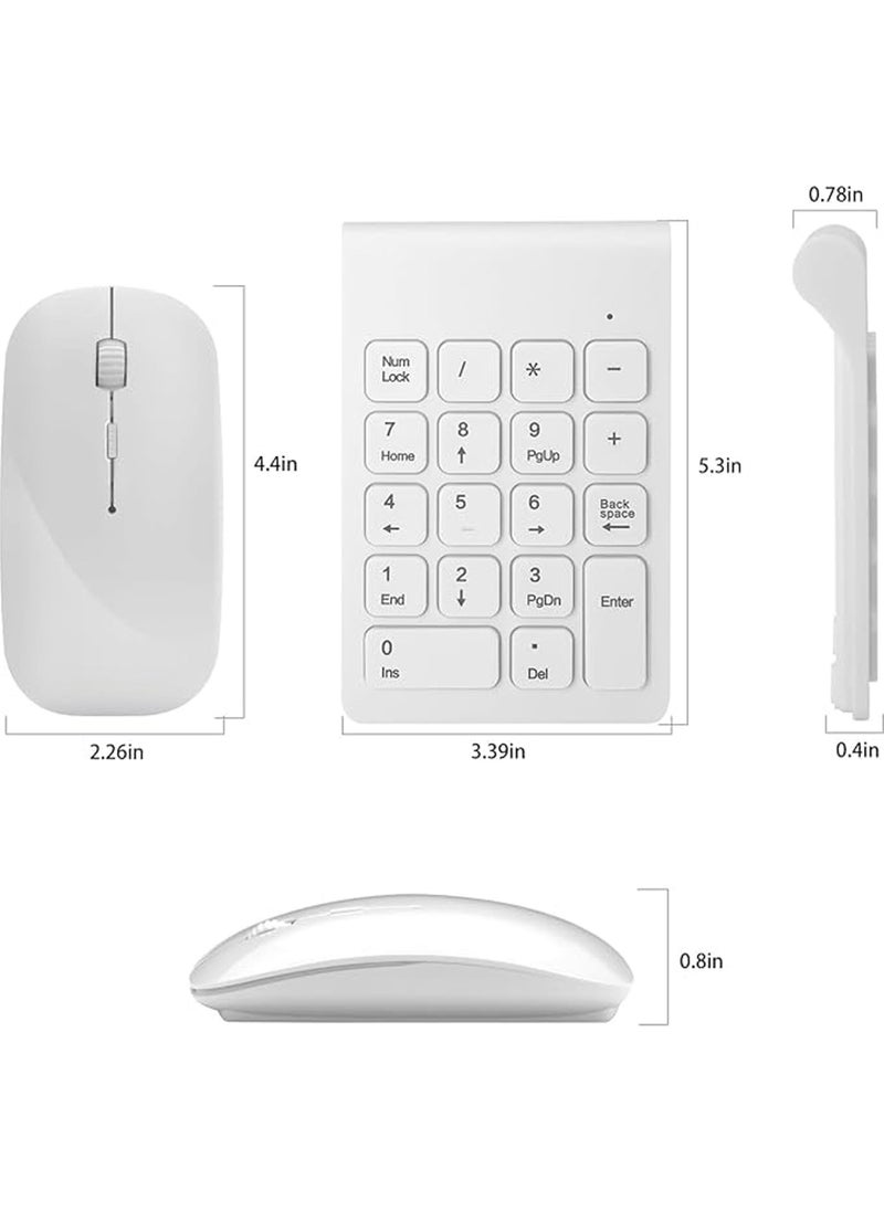 Rock Pow - Wireless Numeric Keypad, Mini 2.4G 18 Keys Number Pad, Portable Silent Financial Accounting Numeric Keypad Keyboard Extensions with Wireless Mouse for Laptop, PC, Desktop, Notebook. - Image 1