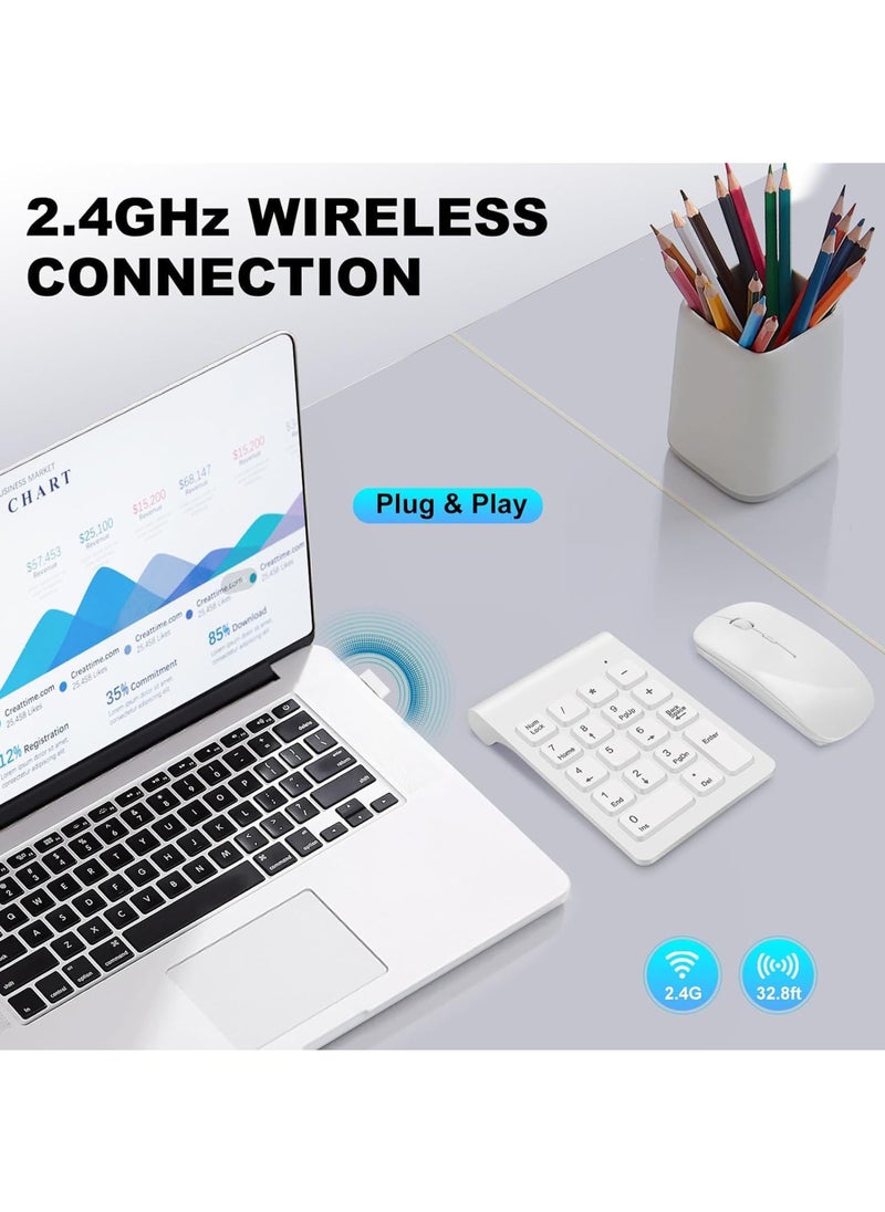 Rock Pow - Wireless Numeric Keypad, Mini 2.4G 18 Keys Number Pad, Portable Silent Financial Accounting Numeric Keypad Keyboard Extensions with Wireless Mouse for Laptop, PC, Desktop, Notebook. - Image 1