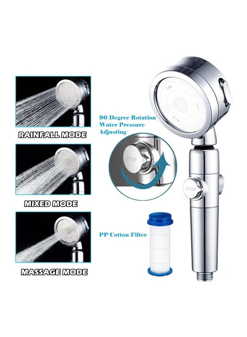 بيوينتي 3 أوضاع رش رأس دش مع فلتر، رأس دش قابل للإزالة مع كتيفة قابلة للضبط 360 درجة دوارة رأس دش يدوي - Image 2