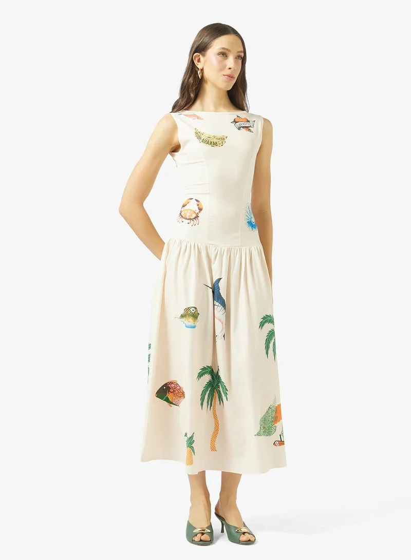 Ginger Drop Waist Printed Resort Dress