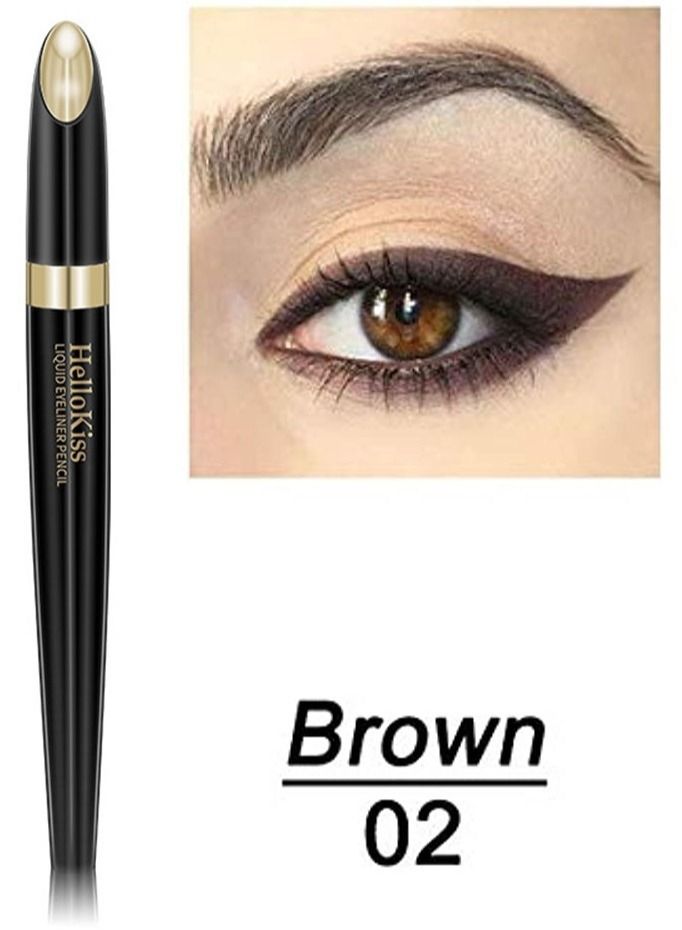HelloKiss Eyeliner Liquid Pencil Precise Ultra Fine High Pigmented Eyeliner For Bold Looks Waterproof Smudge Resistant Long Lasting Quick Drying Formula Liquid Eye liner Pen Brown - Image 2