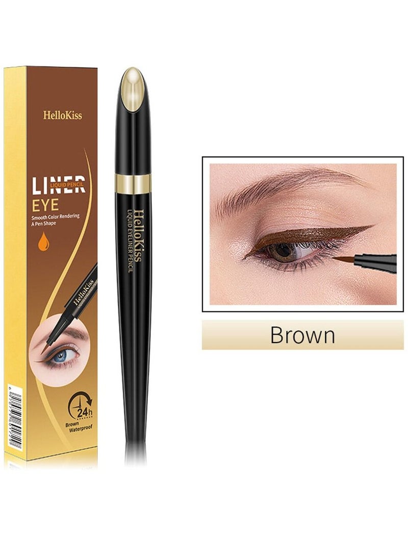 HelloKiss Eyeliner Liquid Pencil Precise Ultra Fine High Pigmented Eyeliner For Bold Looks Waterproof Smudge Resistant Long Lasting Quick Drying Formula Liquid Eye liner Pen Brown - Image 1
