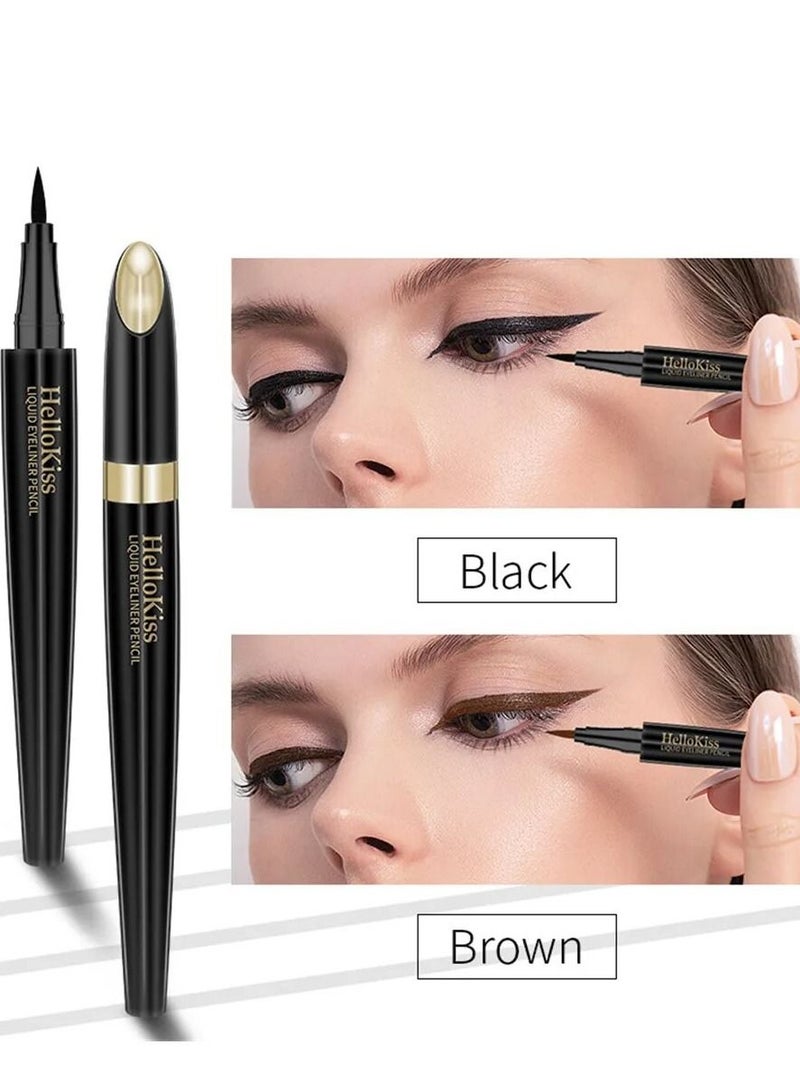 HelloKiss Eyeliner Liquid Pencil Precise Ultra Fine High Pigmented Eyeliner For Bold Looks Waterproof Smudge Resistant Long Lasting Quick Drying Formula Liquid Eye liner Pen Brown - Image 3