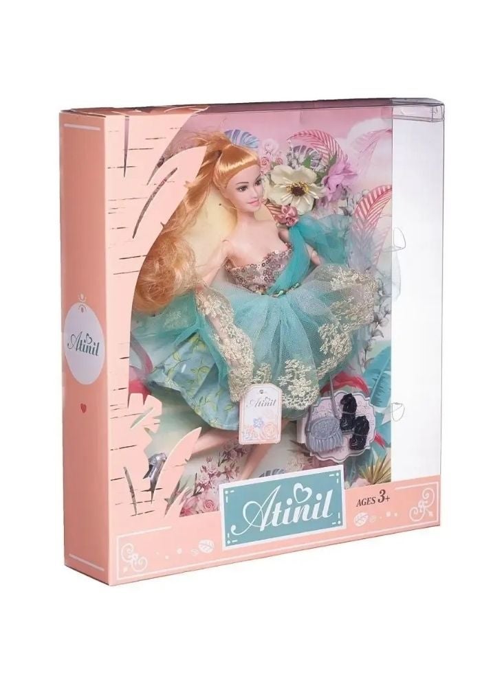 بريميم دمية أميرة للأزياء مع فستان مزخرف بالزهور، وإكسسوارات، وعلبة عرض – دمية فاخرة للفتيات من عمر ثلاث سنوات فما فوق - Image 3