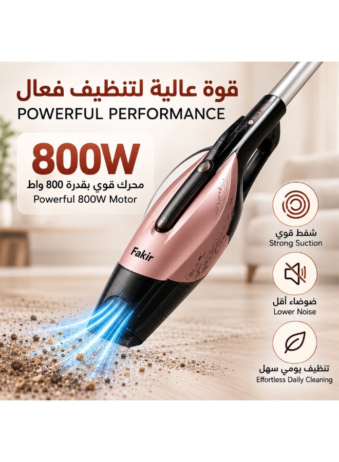 Fakir 2-in-1 Corded Stick Vacuum Cleaner, 800W, 1L, Rose - Image 3
