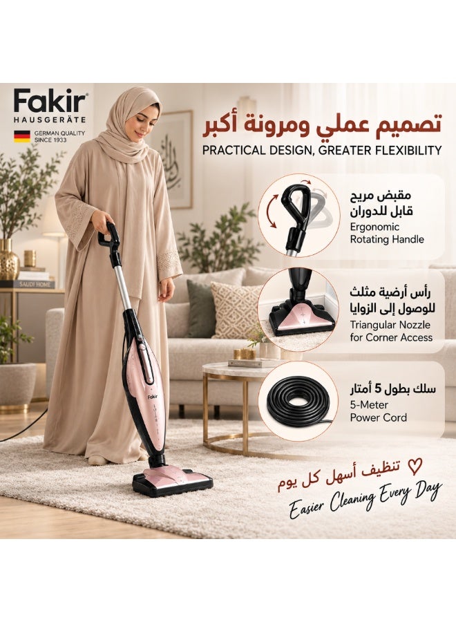 Fakir 2-in-1 Corded Stick Vacuum Cleaner, 800W, 1L, Rose - Image 5