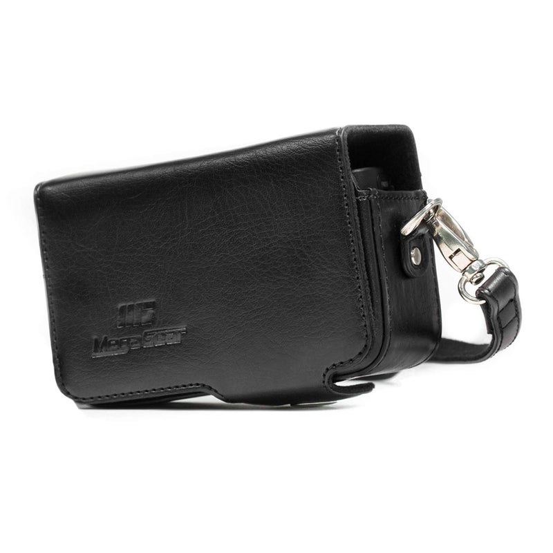 MegaGear MG885 Leather Camera Case with Strap compatible with Sony Cyber-shot DSC-HX95, DSC-HX99, DSC-HX80, DSC-HX90V, DSC-WX500 - Black - Image 1