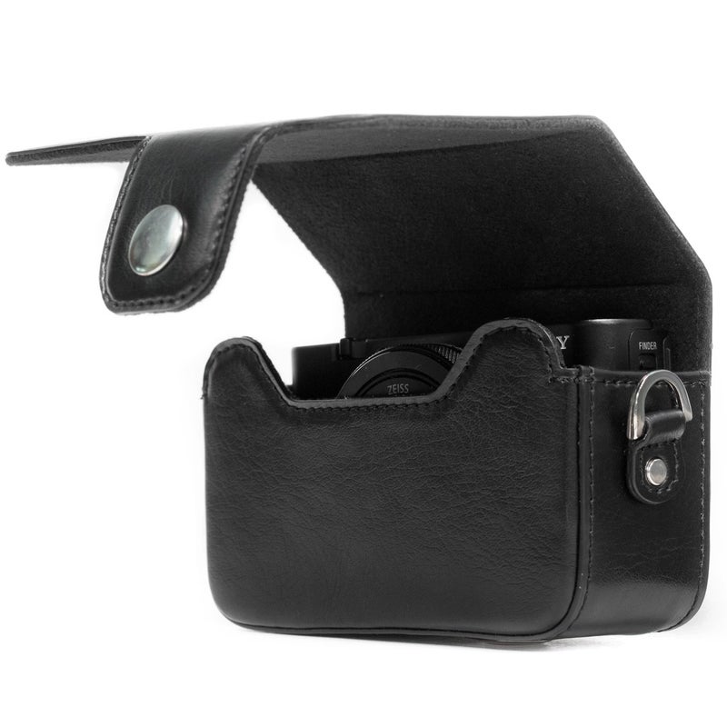 MegaGear MG885 Leather Camera Case with Strap compatible with Sony Cyber-shot DSC-HX95, DSC-HX99, DSC-HX80, DSC-HX90V, DSC-WX500 - Black - Image 4