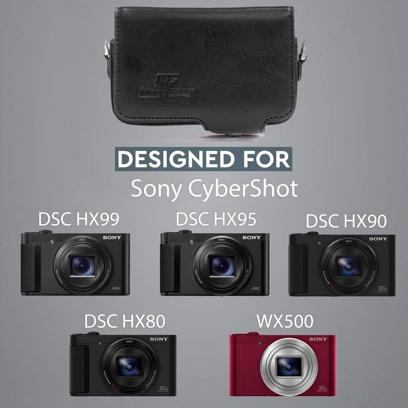 MegaGear MG885 Leather Camera Case with Strap compatible with Sony Cyber-shot DSC-HX95, DSC-HX99, DSC-HX80, DSC-HX90V, DSC-WX500 - Black - Image 5