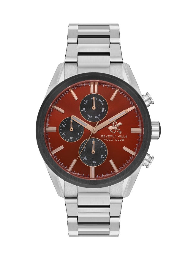 BEVERLY HILLS POLO CLUB - Beverly Hills Polo Club Men's Watch, Multi Function Display and Metal Strap - BP3633X.300, Silver - Image 1
