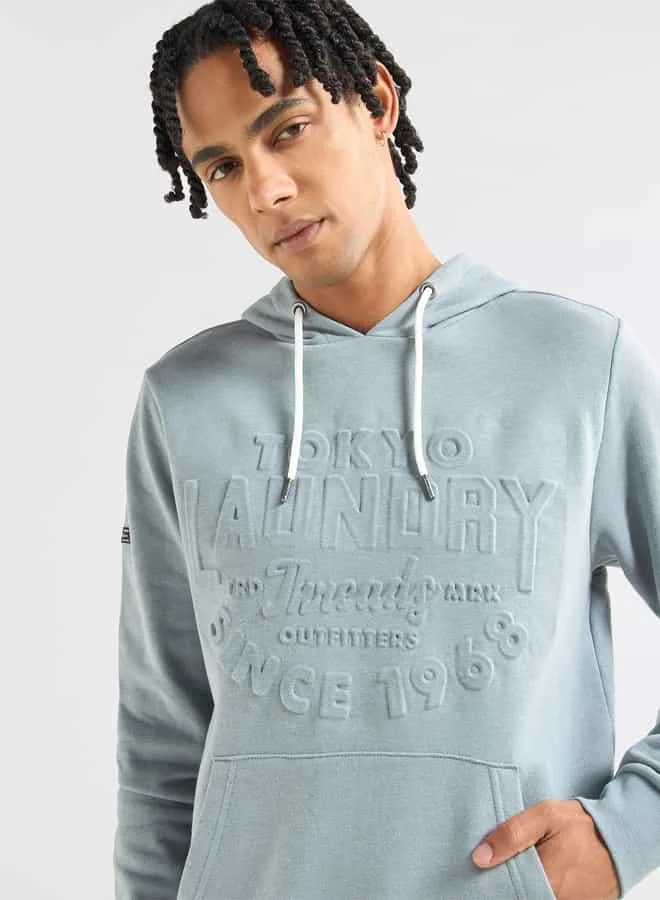 Splash FAV Embossed Hooded Sweatshirt with Long Sleeves and Kangaroo Pockets