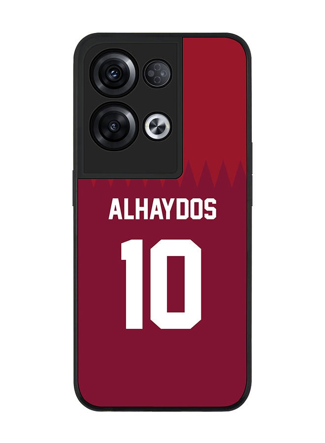 Stylizedd Rugged Black edge case for Oppo Reno8 Pro Slim fit Soft Case Flexible Rubber Edges Anti Drop TPU Gel Thin Cover - Football Team - Qatar Player Name - Alhaydos - Image 1