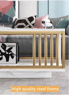 Kutis 1-Piece Modern Design Multipurpose Rectangular Coffee Table Strong Steel Frame Wood Top Center Table Large Storage Shelves Table for Living Room Home Office 120x60x40 cm  - Image 3