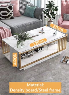 Kutis 1-Piece Modern Design Multipurpose Rectangular Coffee Table Strong Steel Frame Wood Top Center Table Large Storage Shelves Table for Living Room Home Office 120x60x40 cm  - Image 5