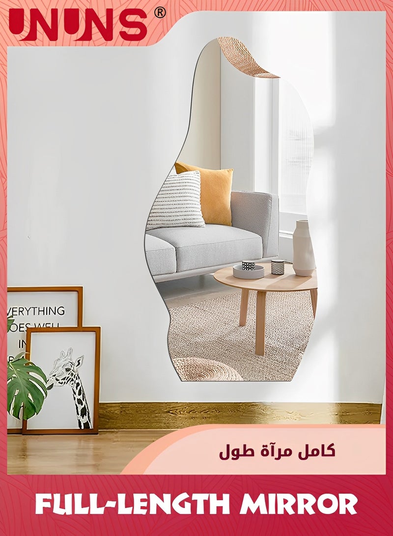 UNUNS Irregular Mirror For Wall,PET Asymmetrical Bathroom Mirror,Self Adhesive Flexible Mirror Wall Stickers,Non Glass Safety Mirror Stickers For Crafts Fun House Party Mirror Wall Decor  - Image 1