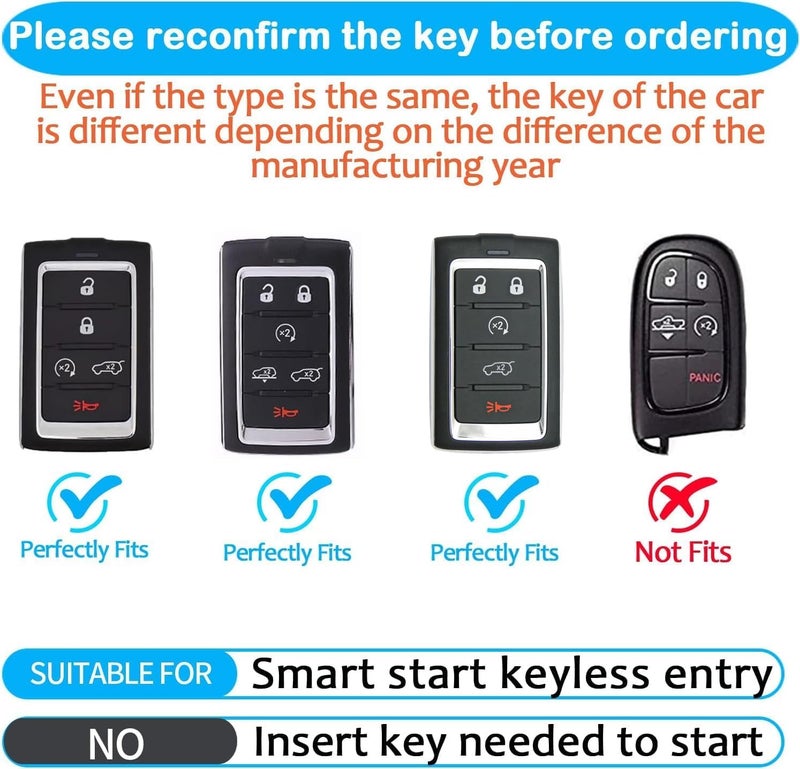 Autophone Compatible with Jeep Key Fob Cover with Keychain Fit for 2021-2025 Grand Cherokee L Grand Wagoneer L Wagoneer Grand Cherokee L 5-6 Buttons (Black) - Image 2