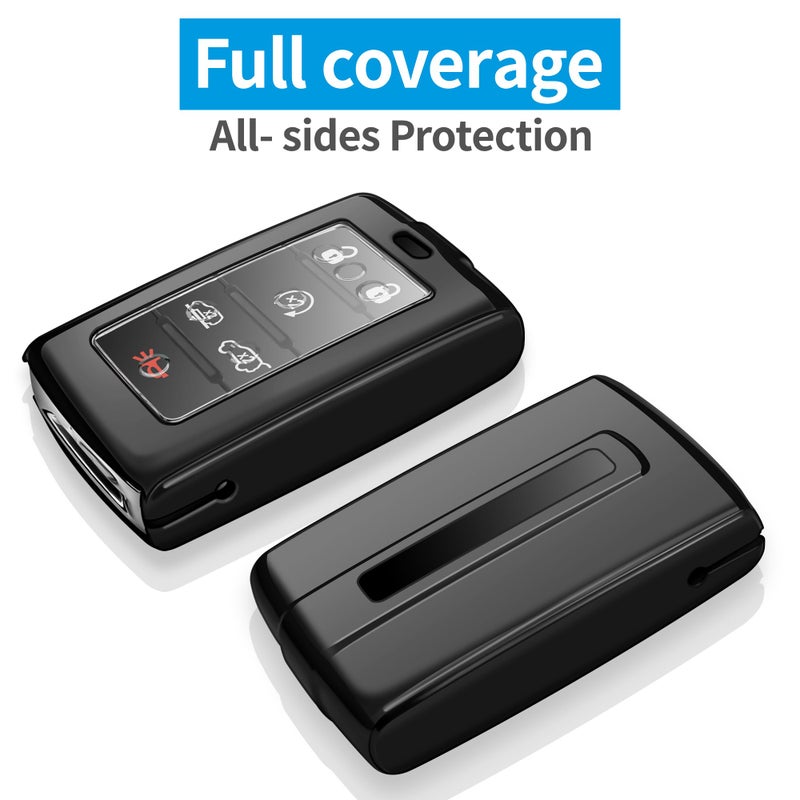 Autophone Compatible with Jeep Key Fob Cover with Keychain Fit for 2021-2025 Grand Cherokee L Grand Wagoneer L Wagoneer Grand Cherokee L 5-6 Buttons (Black) - Image 3