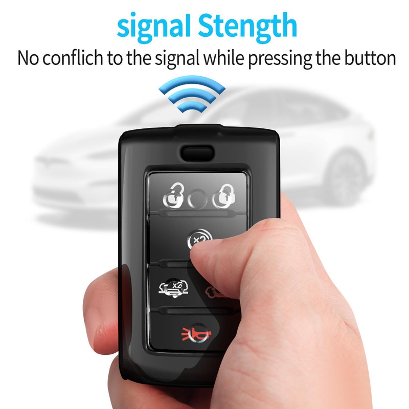 Autophone Compatible with Jeep Key Fob Cover with Keychain Fit for 2021-2025 Grand Cherokee L Grand Wagoneer L Wagoneer Grand Cherokee L 5-6 Buttons (Black) - Image 5