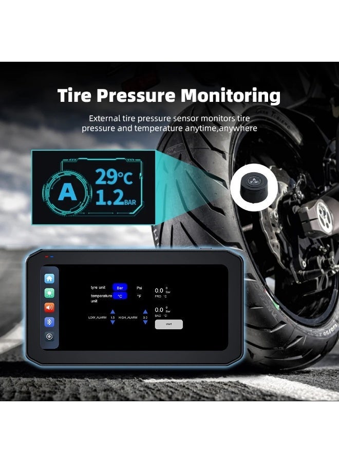 M6 1080P+1080P Wireless CarPlay Android Auto 6.25 Inch Portable Motorcycle Camera GPS Navigation TPMS Tire Pressure Monitoring - Image 3