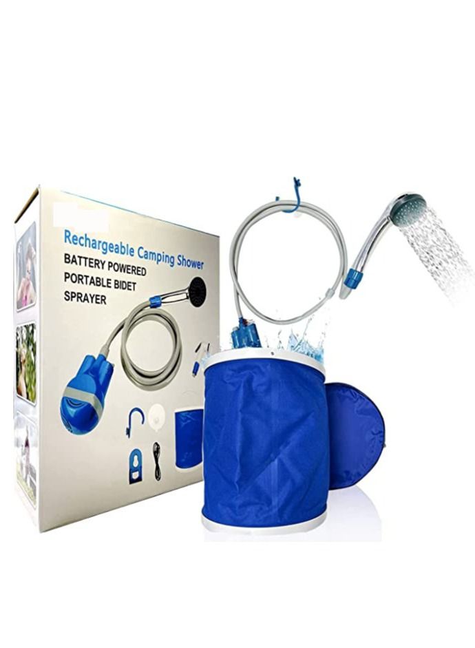 BONAI Portable Camping Shower Travel Shower Outdoor Portable Shower Head 2200 mAH Rechargeable Battery USB Cable 1.8m Hose Water Pump for Outdoor Travel Bike Car Washing Pet Cleaning Plants Watering - Image 1
