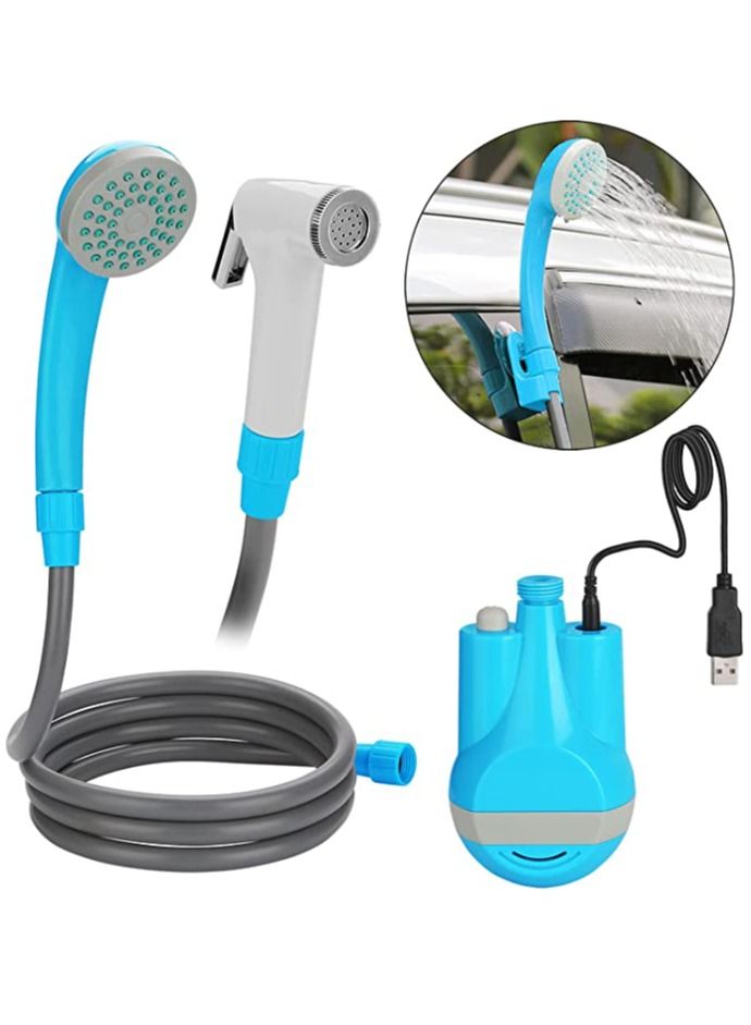 BONAI Portable Camping Shower Travel Shower Outdoor Portable Shower Head 2200 mAH Rechargeable Battery USB Cable 1.8m Hose Water Pump for Outdoor Travel Bike Car Washing Pet Cleaning Plants Watering - Image 4