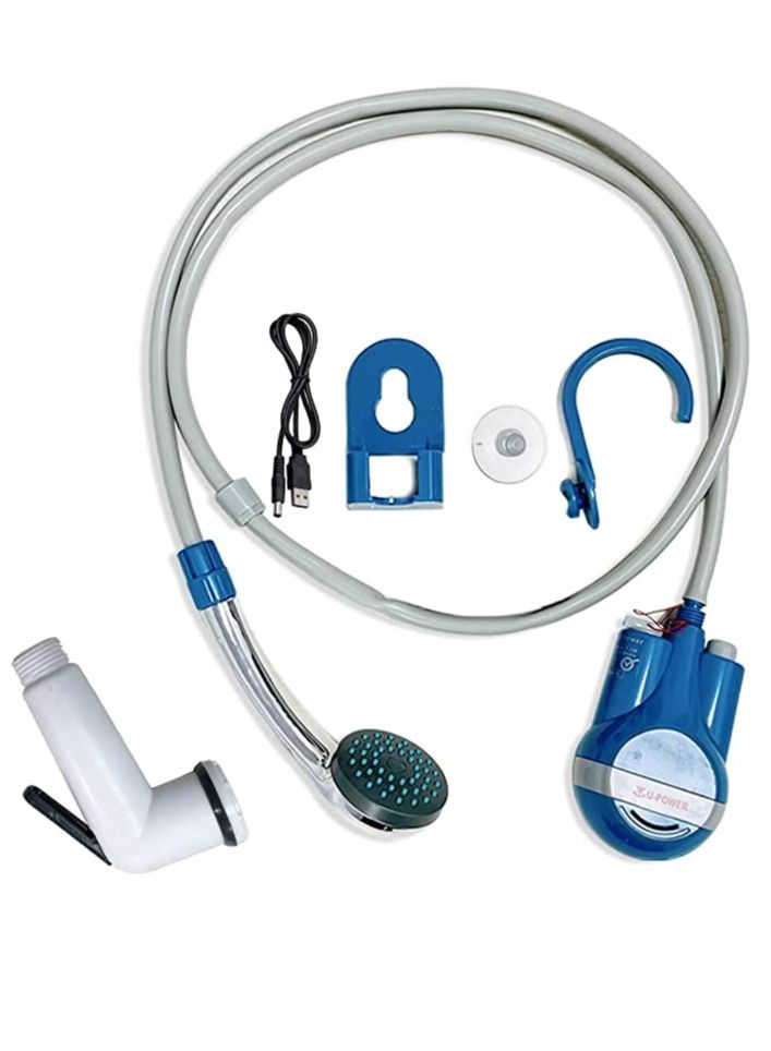 BONAI Portable Camping Shower Travel Shower Outdoor Portable Shower Head 2200 mAH Rechargeable Battery USB Cable 1.8m Hose Water Pump for Outdoor Travel Bike Car Washing Pet Cleaning Plants Watering - Image 2