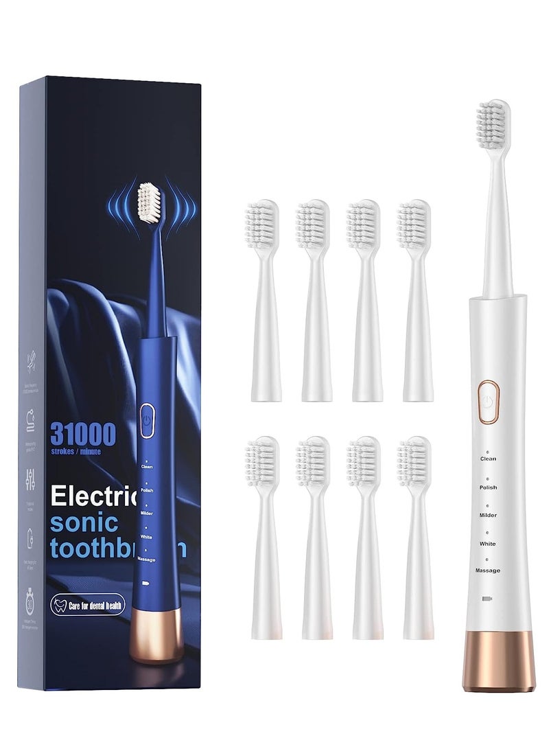 general Rechargeable electric powerful toothbrush,8 brush heads,Teeth Whitening,3Hours Charge for 120 Days,White - Image 1
