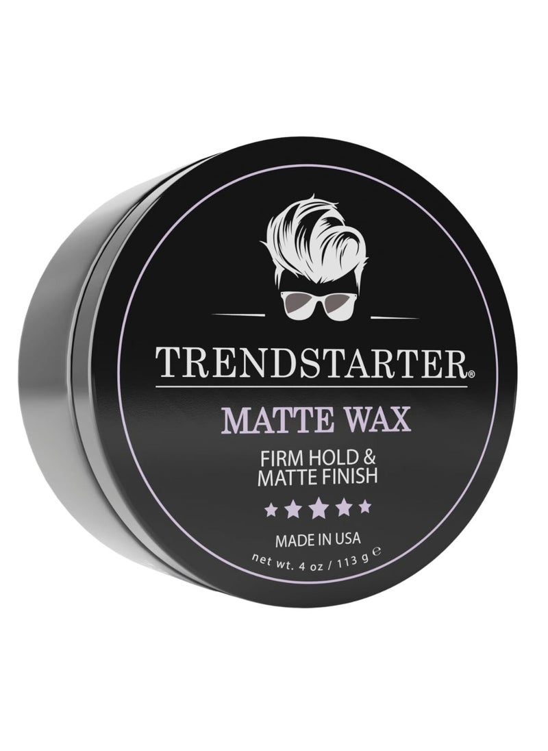 TRENDstarter - TRENDSTARTER - MATTE WAX (4oz) - Firm Hold - Matte Finish - Fiber Pomade - Premium Water Based All-Day Hold Hair Styling Pomade – Flake-Free Styling Wax for All Hair Types - Image 1