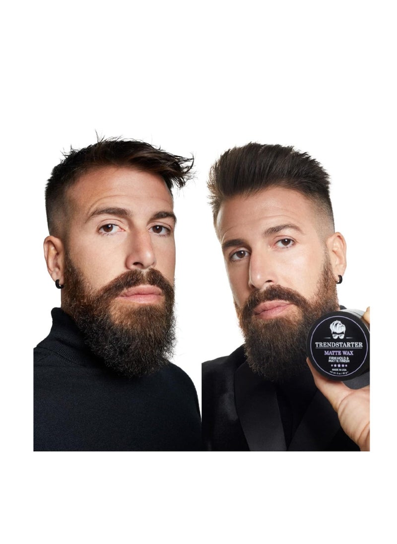 TRENDstarter - TRENDSTARTER - MATTE WAX (4oz) - Firm Hold - Matte Finish - Fiber Pomade - Premium Water Based All-Day Hold Hair Styling Pomade – Flake-Free Styling Wax for All Hair Types - Image 1