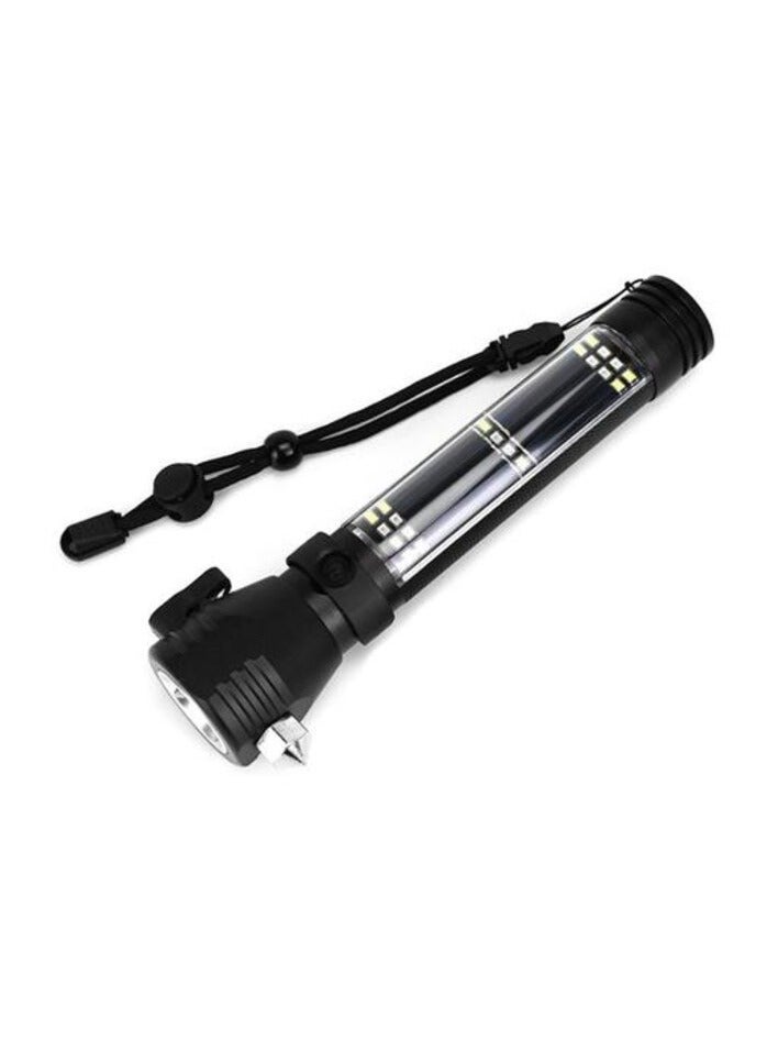 Raxoom PROMASS Solar Powered Tactical Flashlight Multi Function Outdoor Car Led Flashlight Ultra Bright Torch Light, With Safety Hammer And Compass - Image 1