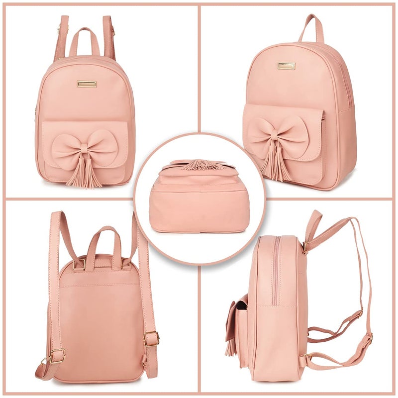 TYPIFY ® Teddy Keychain Faux Leather Backpack for Women – Stylish, Lightweight, Spacious Bag for School, Office, College & Travel – Trendy Everyday Use Backpack for Girls | Gift for Her - Image 5