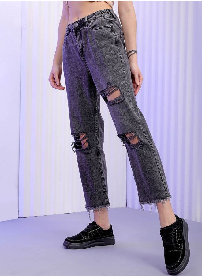 Freehand Women Straight Fit Solid High-Rise Jeans  - Image 3