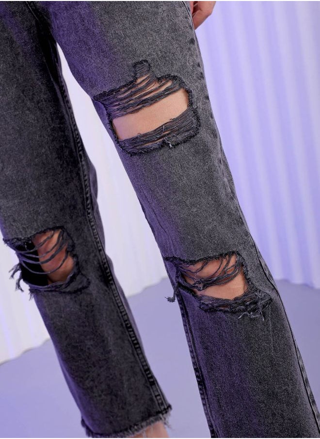 Freehand Women Straight Fit Solid High-Rise Jeans  - Image 5